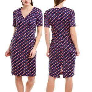 Trina Turk Museo Short Sleeve Sheath Diamond Geo Ponte